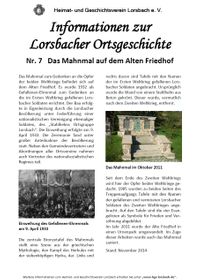 Lorsbach-Info 07 - Das Mahnmal auf dem Alten Friedhof
